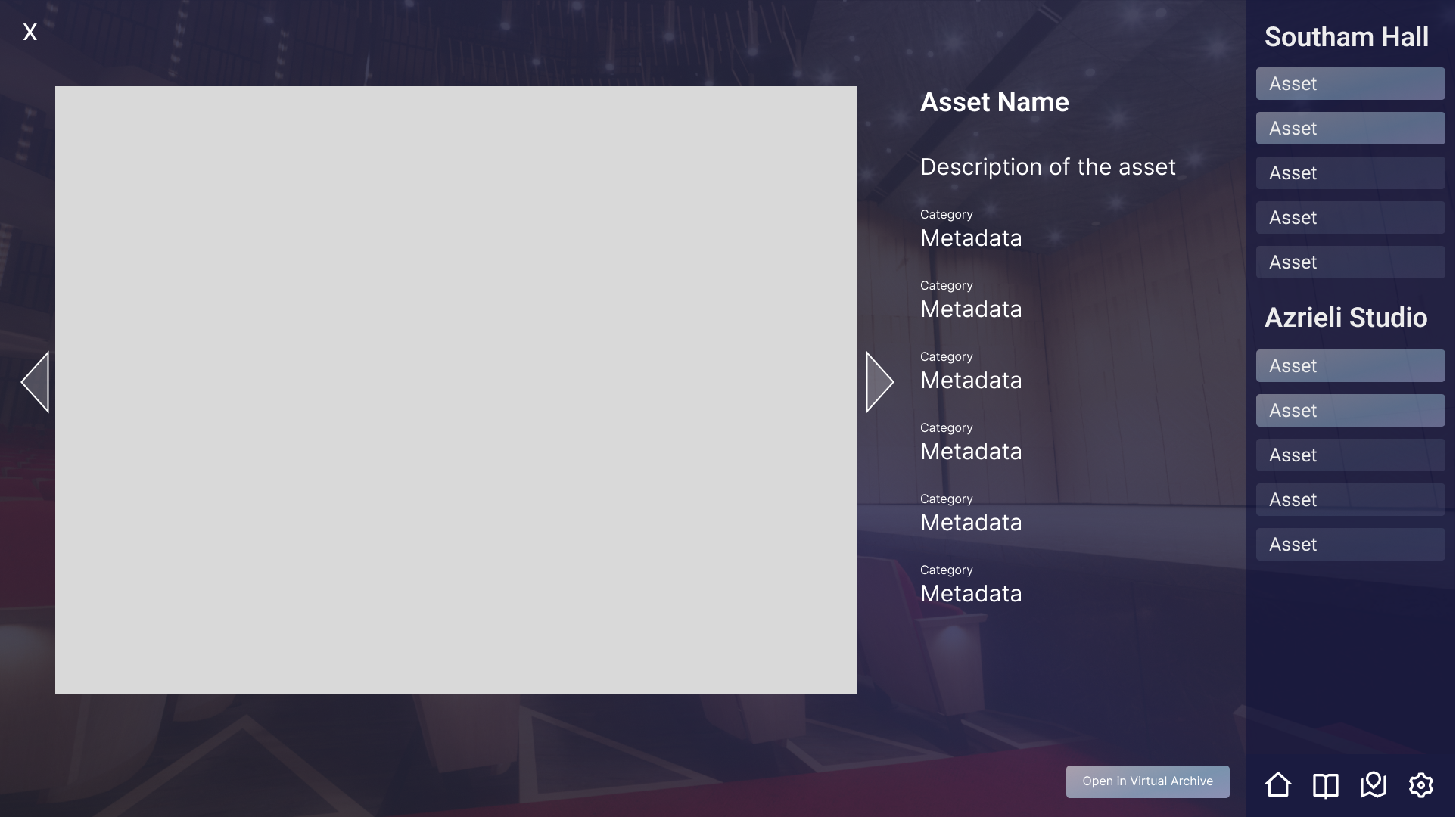 Mockup of the asset close-up window