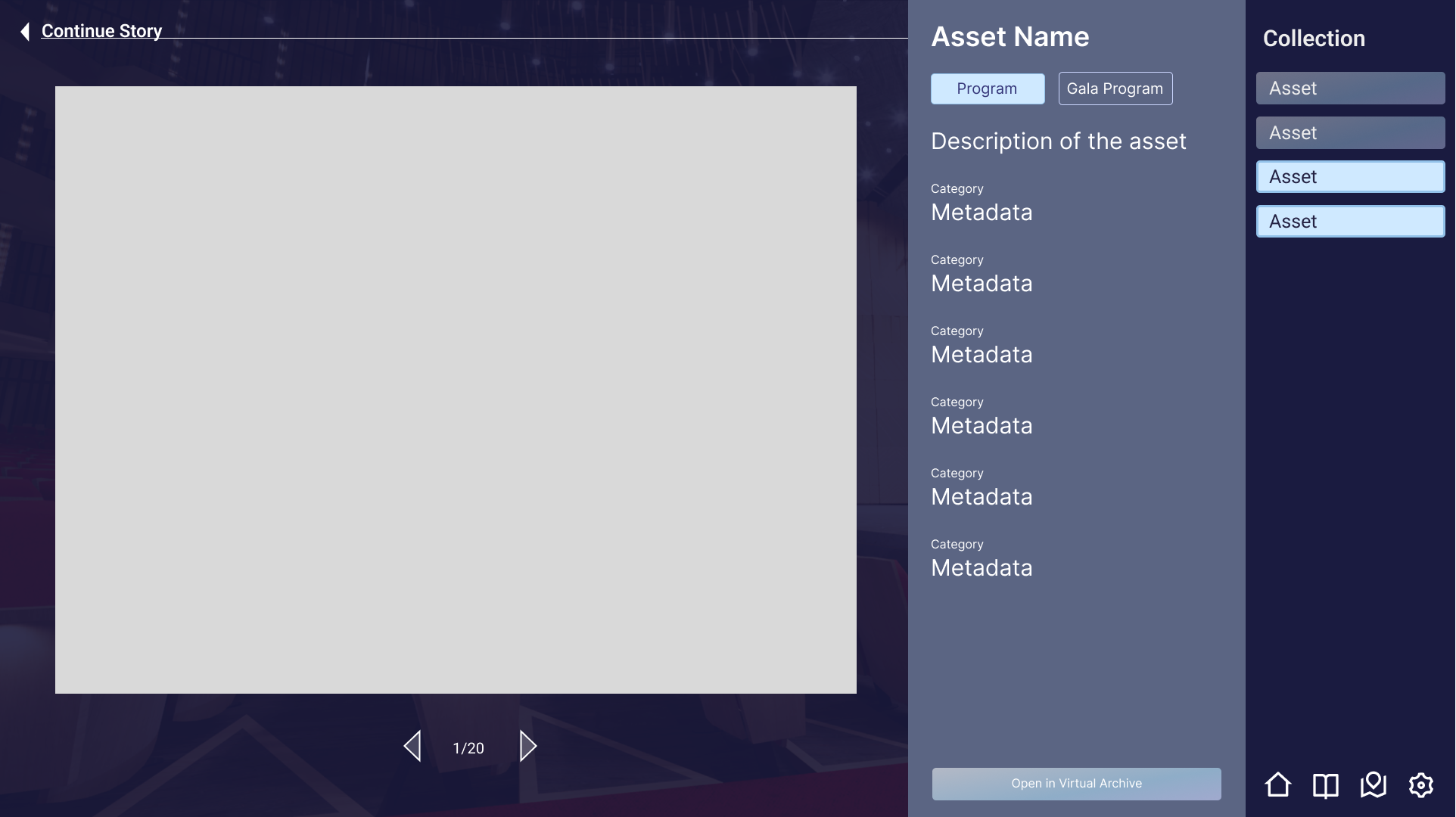 Alternate mockup of the asset close-up window